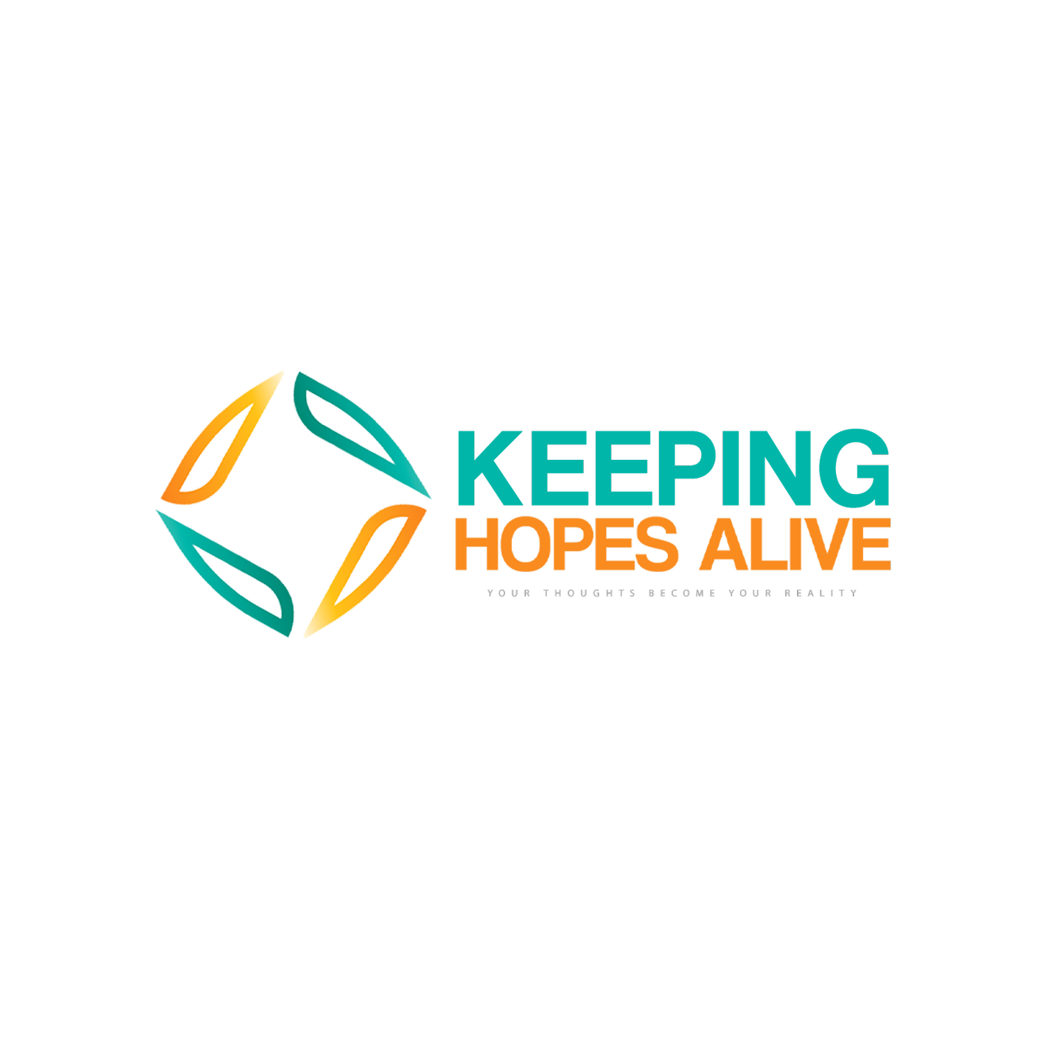 Keeping Hopes Alive logo: teal and orange wordmark with the tagline Your thoughts become your reality.